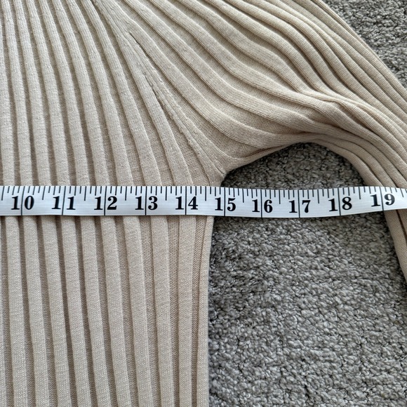 Loulou Studio $439 Uturoa Ribbed Long Sleeve Midi Dress Silk Cotton Beige Small - Picture 8 of 10